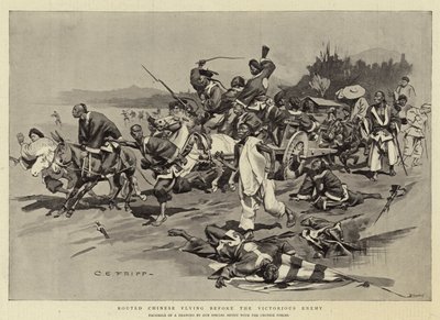 Chinos derrotados huyendo ante el enemigo victorioso de Charles Edwin Fripp